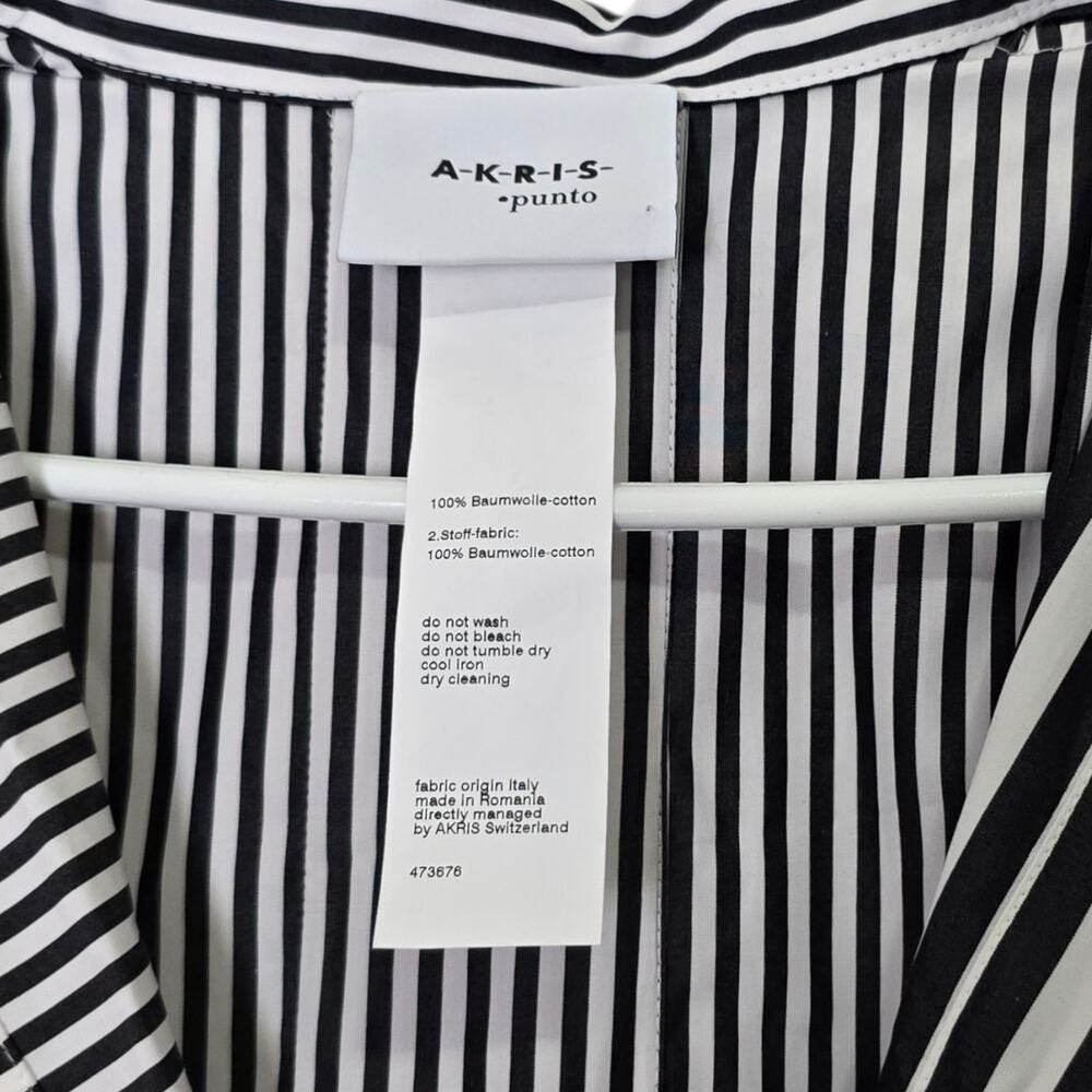 AKRIS PUNTO White Black Striped Cotton Kimono Poplin Shirt Dress 6 Small - Picture 4 of 7